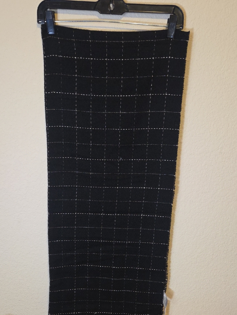 bp Black Windowpane Knit Scarf with Metallic Thread